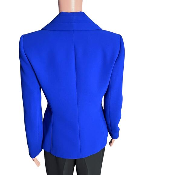 Tahari Cobalt Blue Blazer 4 Stitched Shawl Collar Career Party Preppy Old Money - Picture 3 of 5
